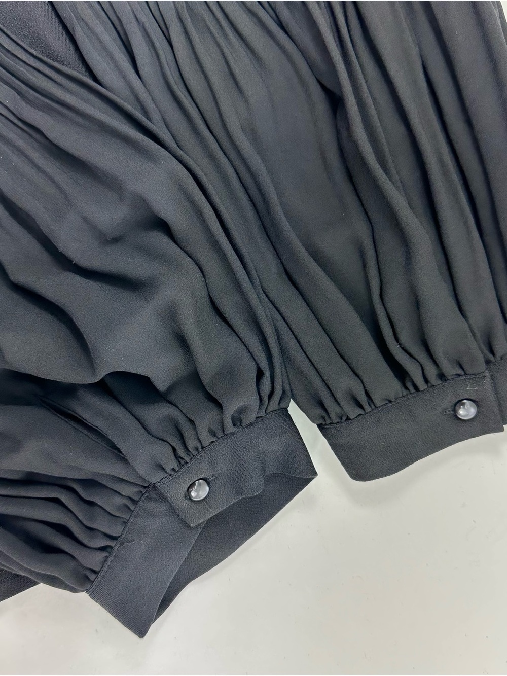 Adrianna Papell Black Pleated Sleeve V-Neck Blouse - Picture 7 of 7